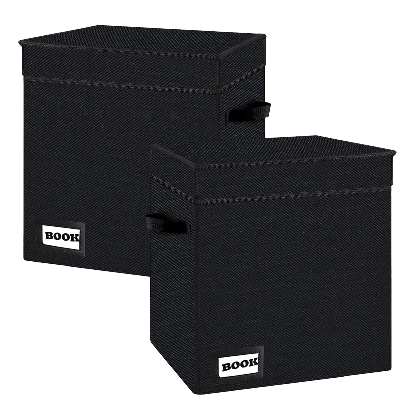 YNSZAS 2 Pack Comic Book Storage Short Box, 11.8" X 9.8" X 7.8", Holds 100-120 Collection Book, Heavy Duty Comic Collection Gift Bin Container Holder Shelf (Black)