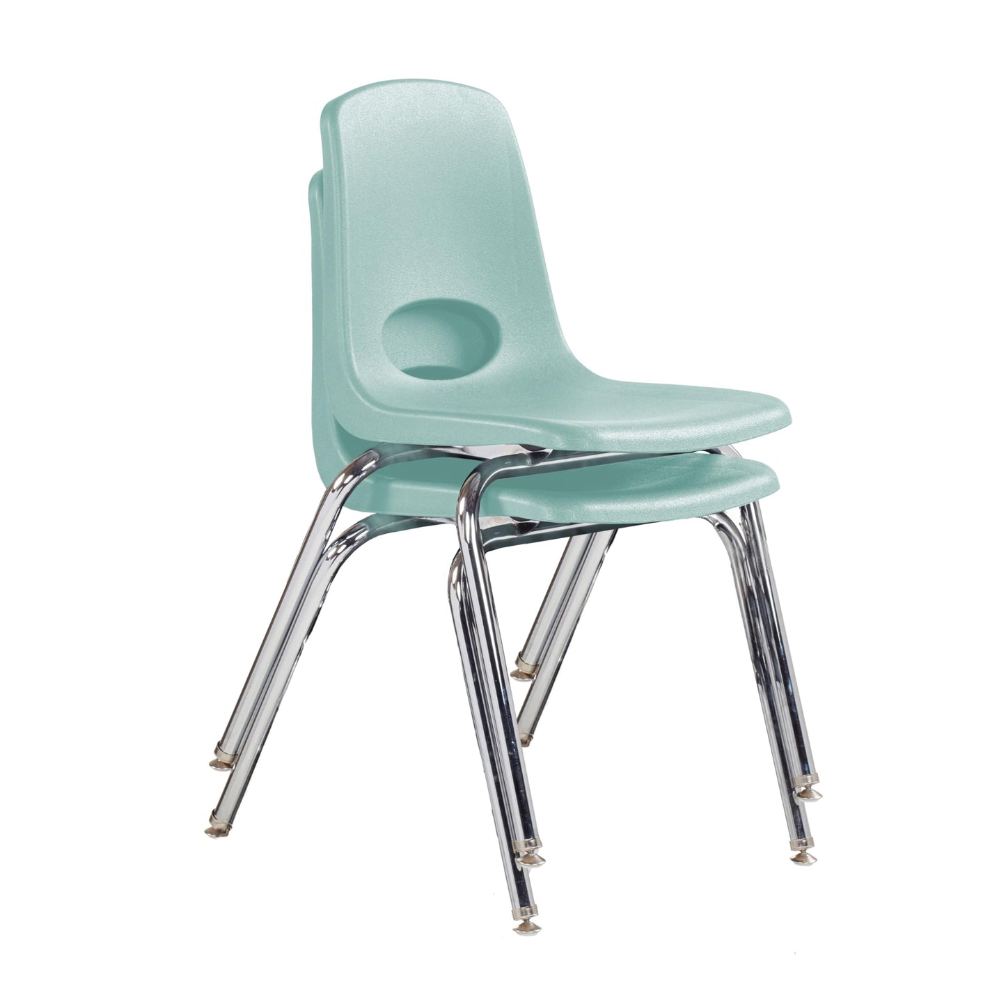 FDP 18" School Stack Chair, Stacking Student Seat with Chromed Steel Legs and Swivel Glides for Classroom, Homeschool or Office - Seafoam (2-Pack), 13050-SF