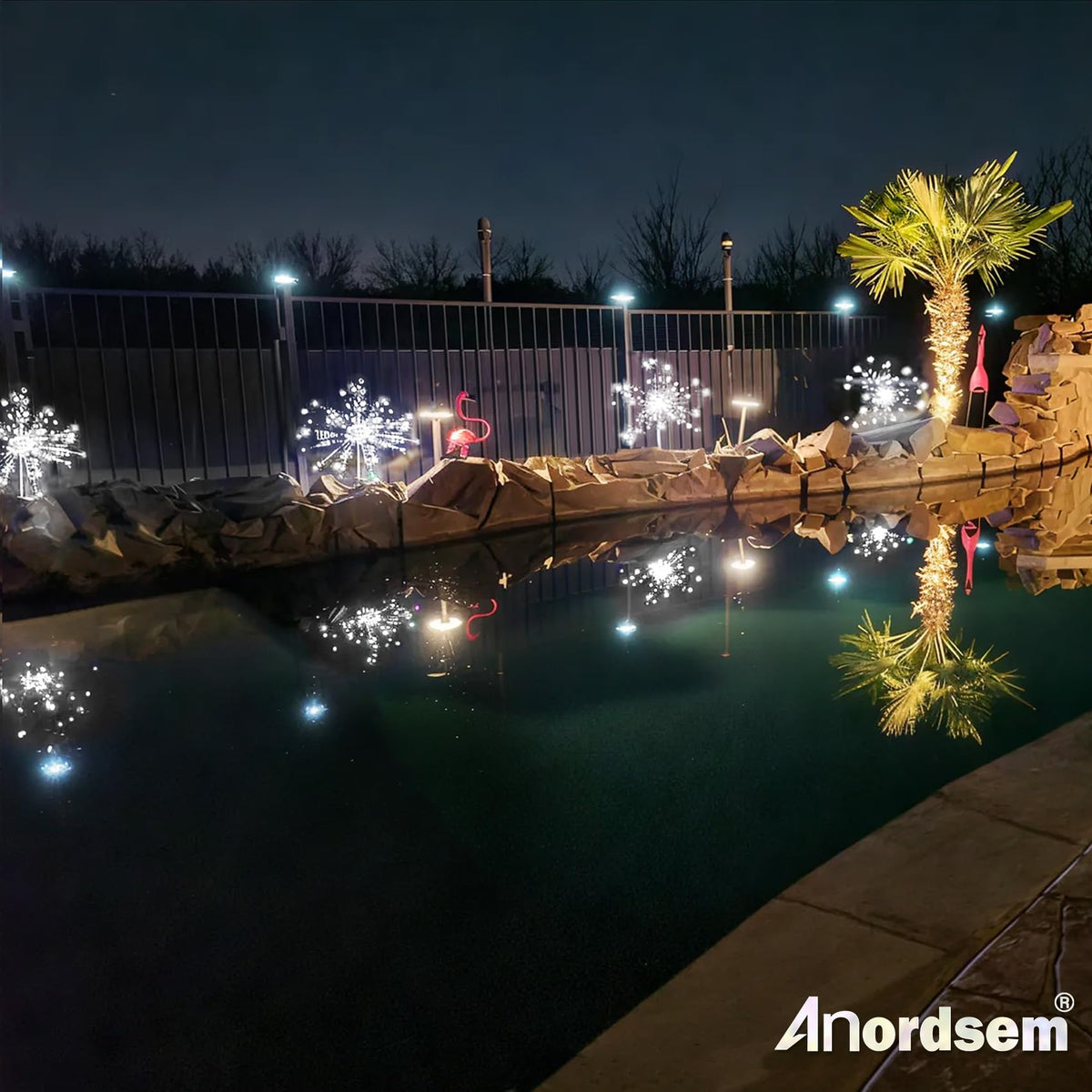Anordsem Solar Garden Lights Outdoor: Bendable Copper Wire with 120 LED Firework Beads - White Waterproof DIY Fairy Decorations for Yard Patio Path - Gifts for Women Mom Homeowners