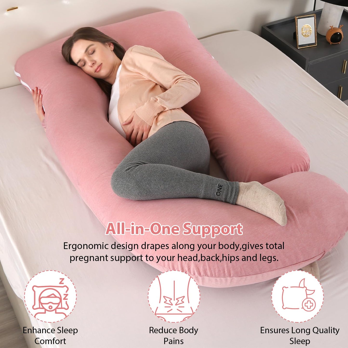 BATTOP Pregnancy Pillow for Sleeping,Maternity Pillow with Cooling Removable Cover,Support for Back,Legs,Belly,Hips for Pregnant Women,Body Pillows for Adults,Pregnancy Must Haves