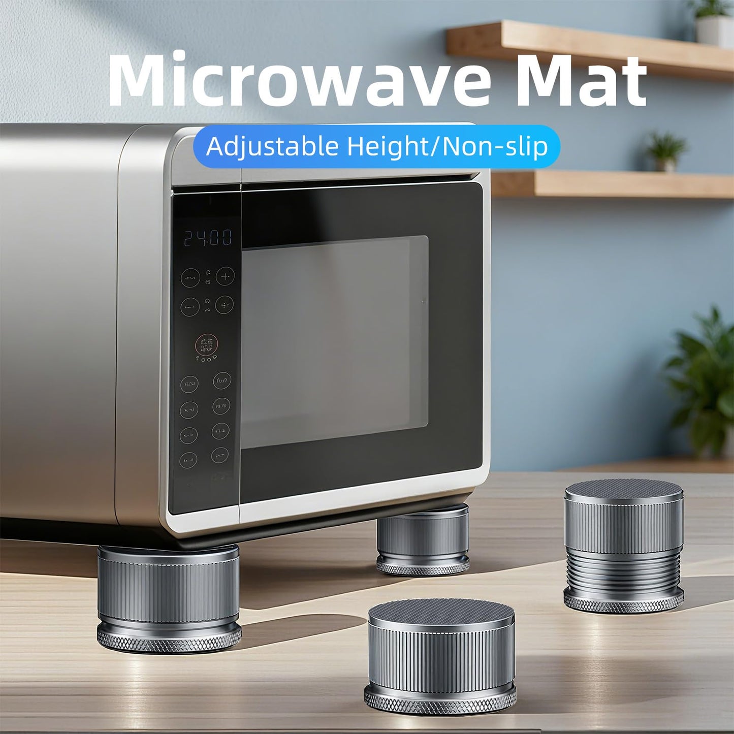 Adjustable Microwave Riser Pads- 0.9-1.5in Height (4Pack,Graey）Metal Material