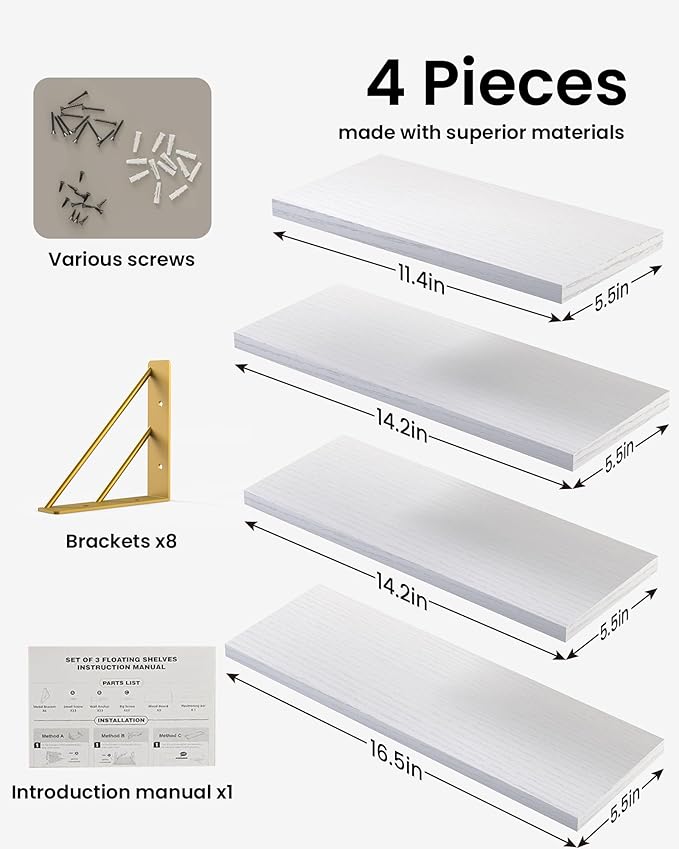 BAYKA Wall Shelves for Bedroom Decor, Floating Wall Shelf for Living Room