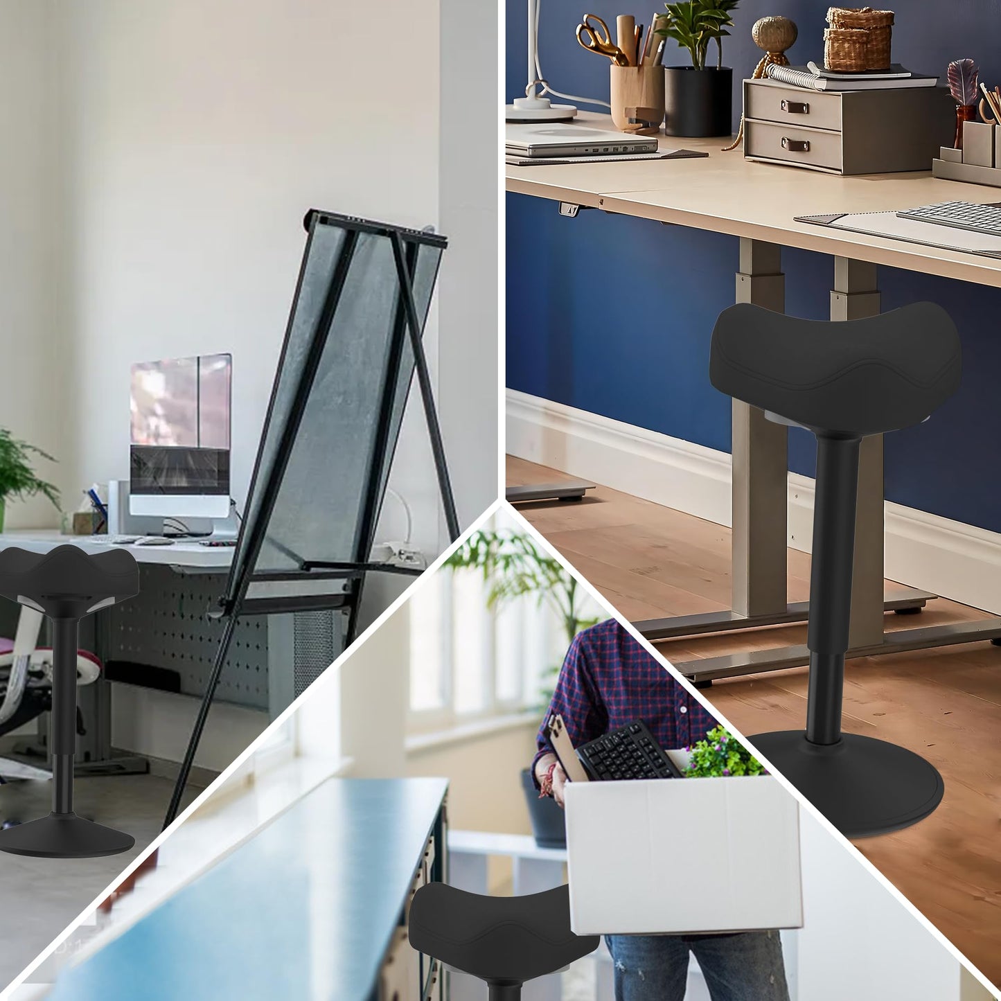 Yonsaeik Standing Stool, Adjustable Ergonomic Office Chair Standing Desk Chair Swivel 360 Degree Swivel Tilting Balance with Saddle Seat for Active Learning Sitting