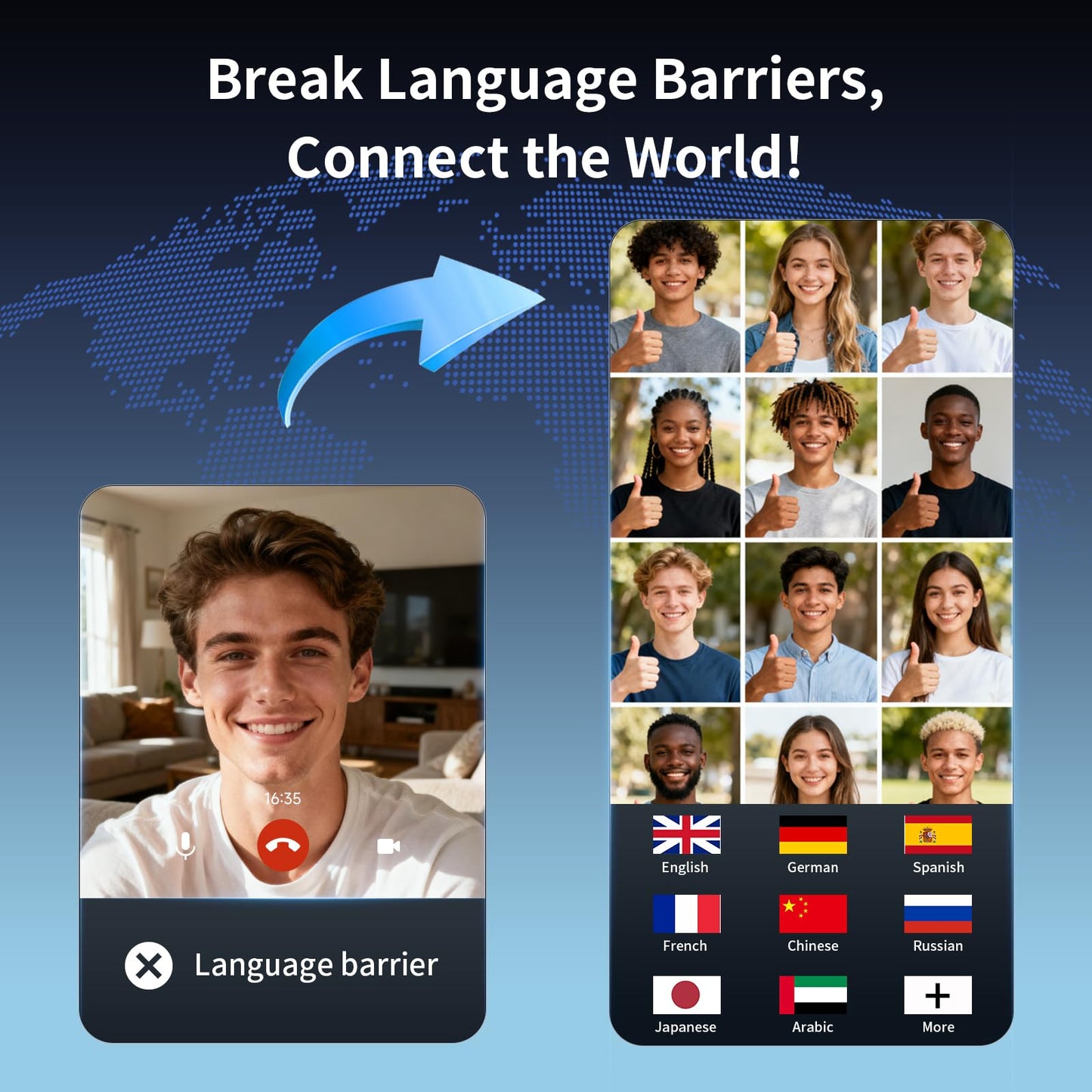 bluemaison Real-Time Translation Earbuds, 198+ Languages Two-Way Translator, Audifonos Traductores Inglés Español, 4-in-1 Translating Headphones for Travel, Business & Learning - Space Grey