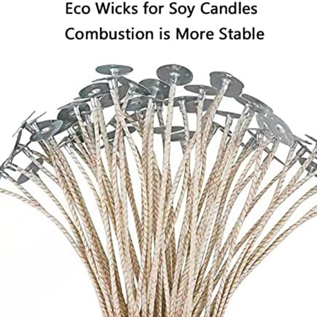 100pcs ECO Wicks for Soy Candles, 6 inch Pre-Waxed Candle Wick for Candle Making,Thick Candle Wick with Base
