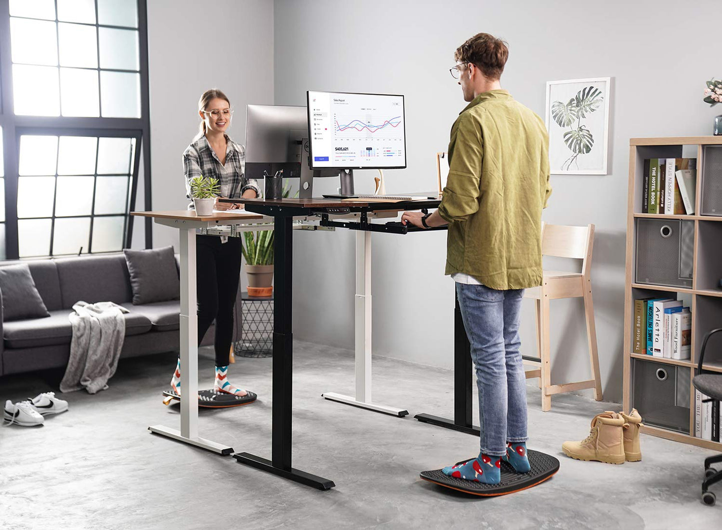 FEZIBO Standing Desk Mat Balance Board, Anti Fatigue Mat Standing Desk Office, Wobble Board with Ergonomic Design (Large, Obsidian Black)