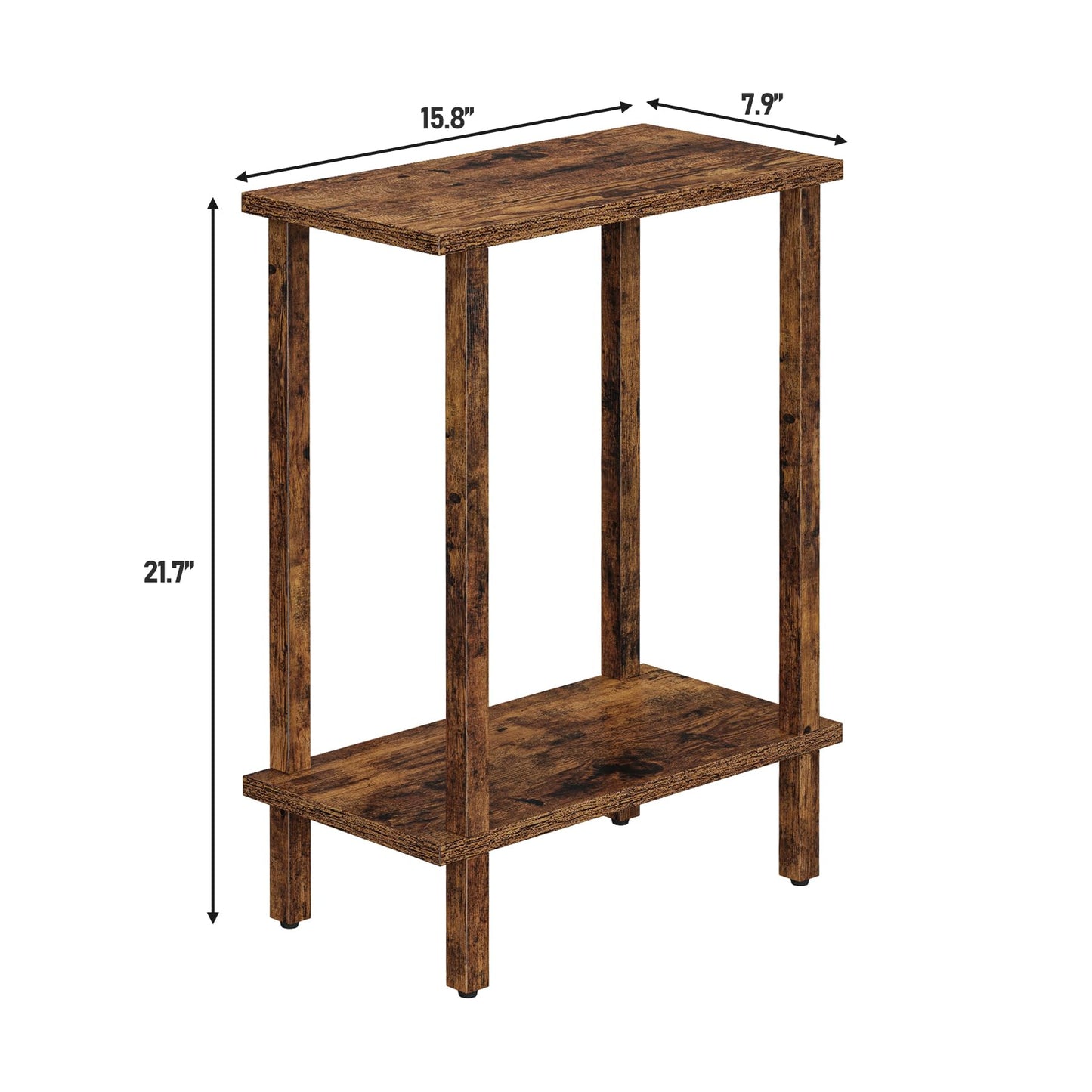 TUTOTAK Small Side Table, Narrow End Table, Skinny Sofa Table, Slim Nightstand, Couch Table, Living Room, Bed Room, Pure Brown TB01BB062C