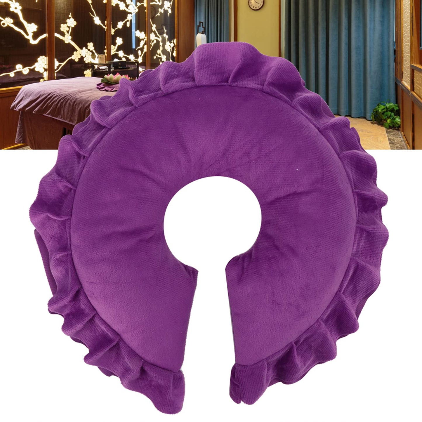 FILFEEL U Shaped Neck Support Cushion, Soft Face Pillow Cushion, SPA Salon Massage Bed U Shape Detachable Face Pillow, Travel Flight Neck Pad (U-Shaped Pillow-)