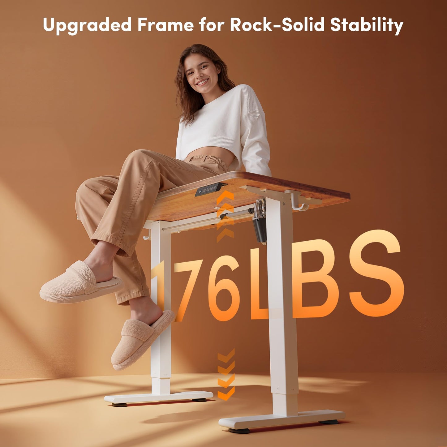 FEZIBO 40 x 24 Inches Electric Standing Desk Adjustable Height, 3 Memory Height Settings, Sit Stand Up Desk for Home Office & Computer Workstation, Light Rustic