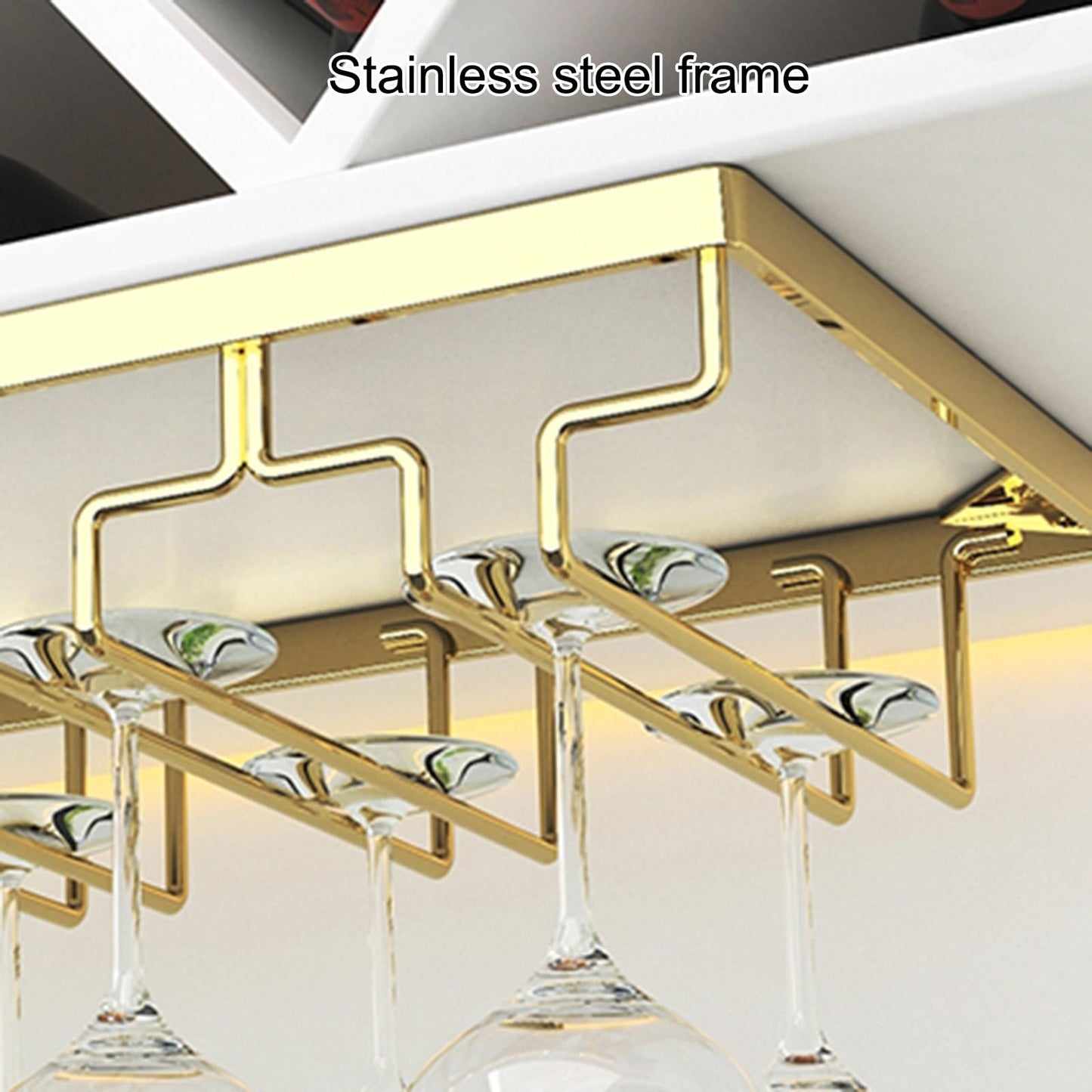 GHHDPXM Wine Glass Holder Under Cabinet Wine Glass Rack Durable Metal Glass Drying Hook for Bar Café Kitchen Restaurant Perfect for nizing & Displaying Glassware (Color:)