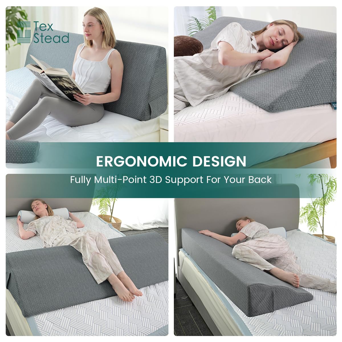 CHERRYARN King Size Headboard Wedge Pillow – Ergonomic Incline Foam Cushion for Back, Neck & Shoulder Support, High-Resilience Daybed Pillow with Washable Anti-Pilling Cover, White 76"x11.8"x19.68"
