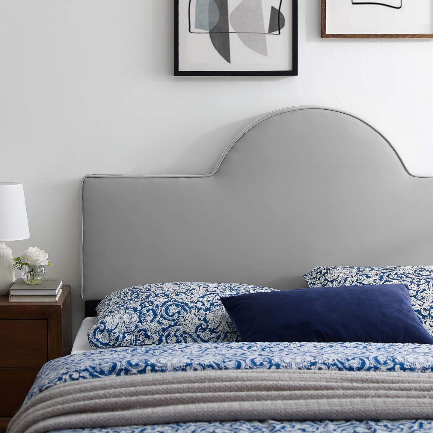 Modway MOD-6302-LGR Dawn Twin Performance Velvet Headboard, Light Gray