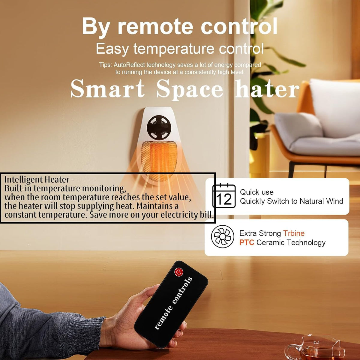 Upgrade Smart Plug in Wall Space Heater,450W Programmable Portable Electric Small Safe Heater,Adjustable Thermostat Timer,Overheat Protection,LED Display (White-Smart)
