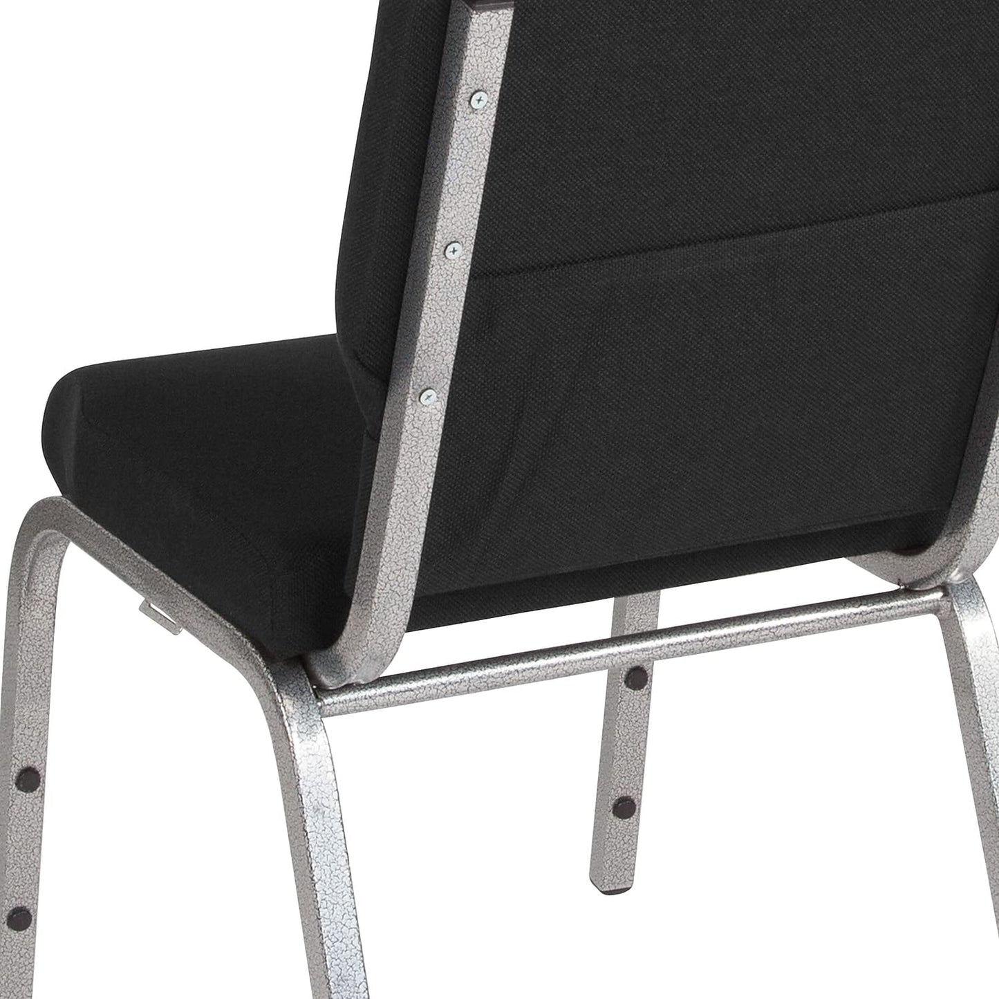 Flash Furniture 4 Pack HERCULES Series 18.5''W Stacking Church Chair in Black Fabric - Silver Vein Frame