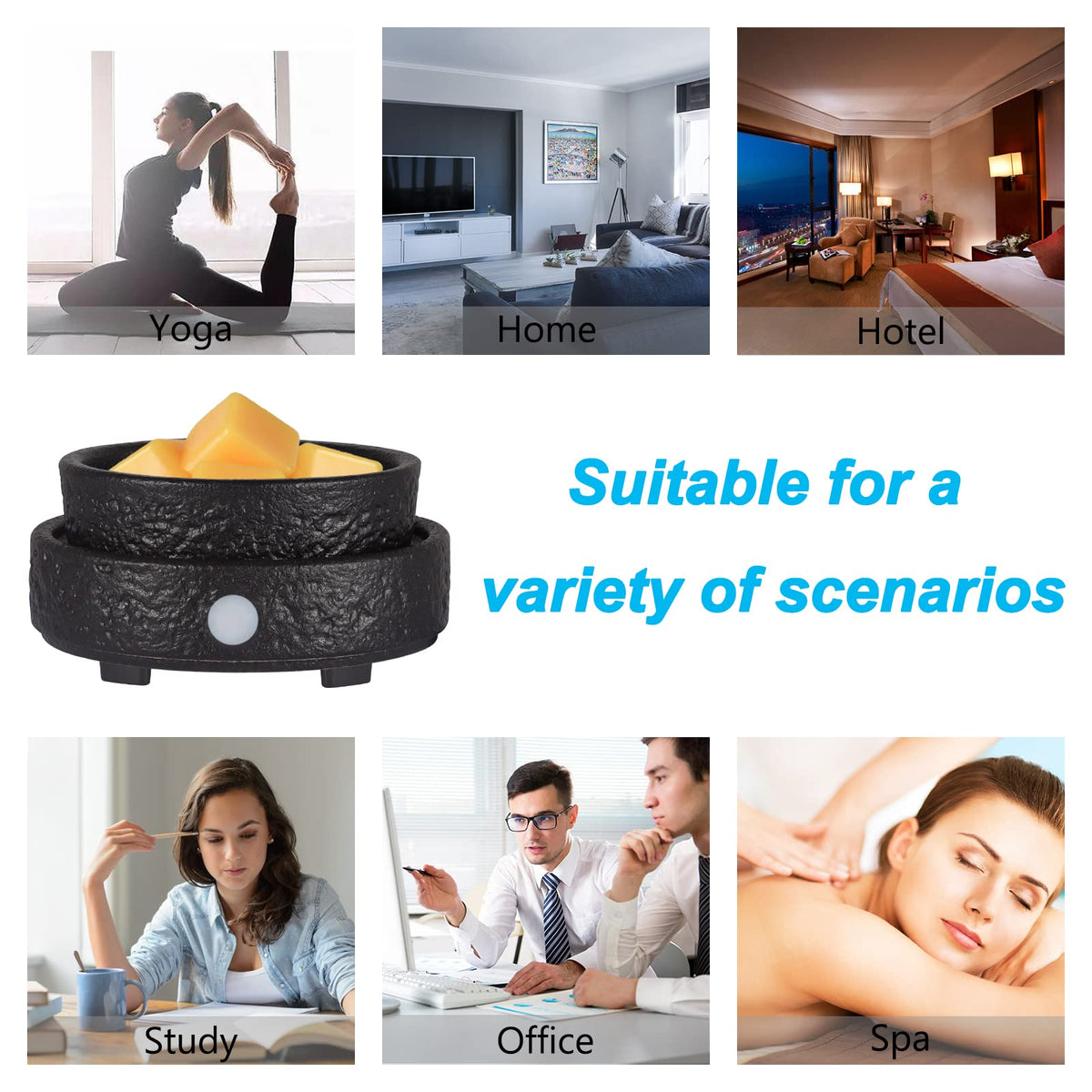 nawaza Ceramic Wax Melt Warmer Fragrance, 3 in1 Electric Candle Wax Warmer, Scented Wax Melt Wax Cubes Melter Fragrance Warmer for Home,Office, Birthday Gifts for Women Mom(Black)