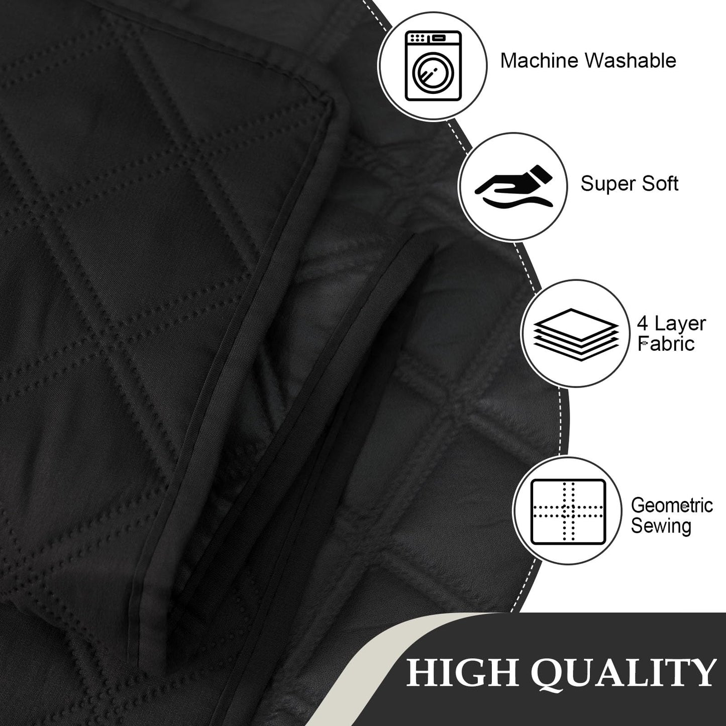 HDCAXKJ Waterproof Sectional Couch Cover L Shaped Sofa Covers Washable Corner Sectional Slipcovers Dog Pet Proof U Shape Furniture Protector with Upgraded Anti Slip Strips (Large, Black)