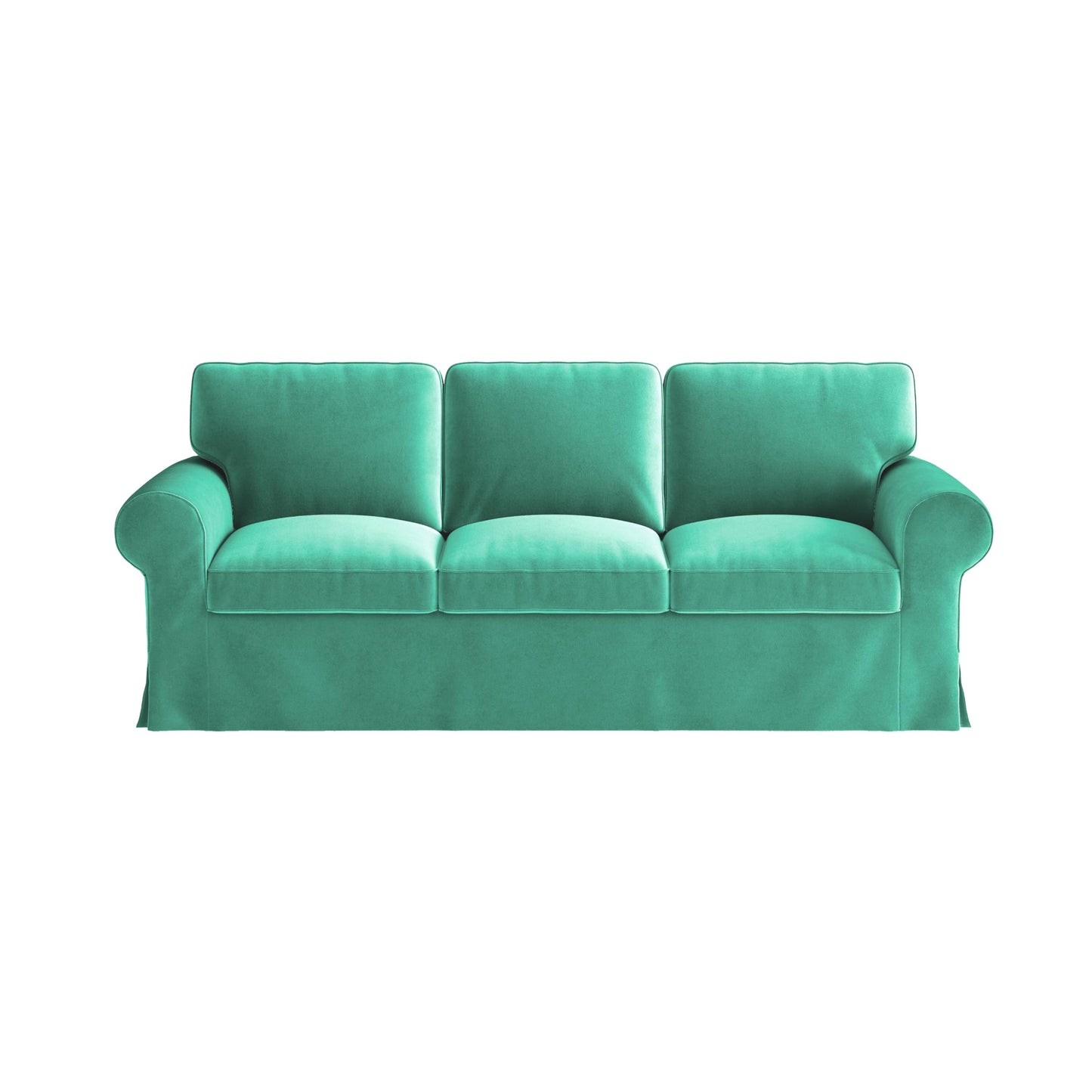 Velvet Pet-Friendly Replacement Sofa Cover Compatible for IKEA Ektorp 3 Seat Sofa Slipcovers, Couch Cover Only, 7-Piece Slipcover, Cyan, Couch Cover Not Include The Sofa Body