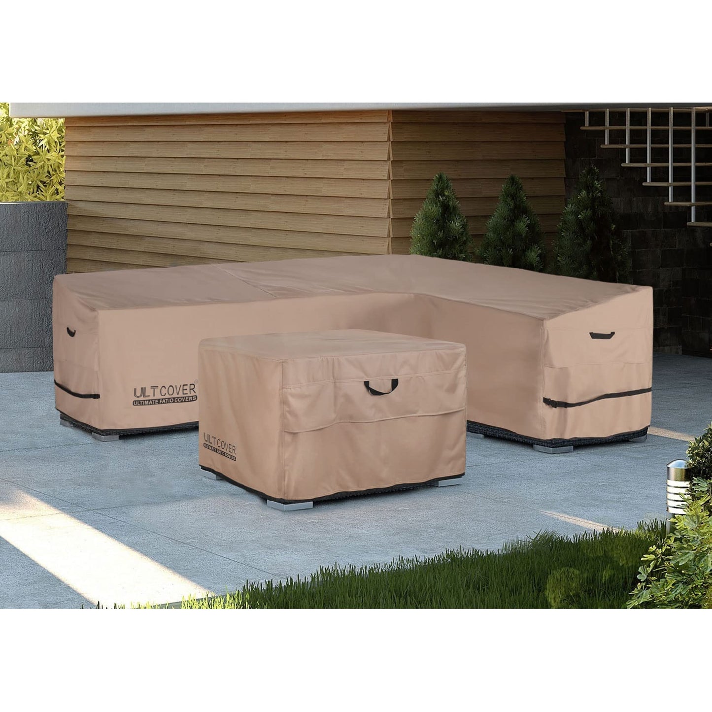 ULTCOVER Patio L-Shaped Right Facing Sofa Cover Waterproof for 4-Seater Outdoor Sectional Furniture Couch 85”W (Back Length) x 58”W (Right Side)