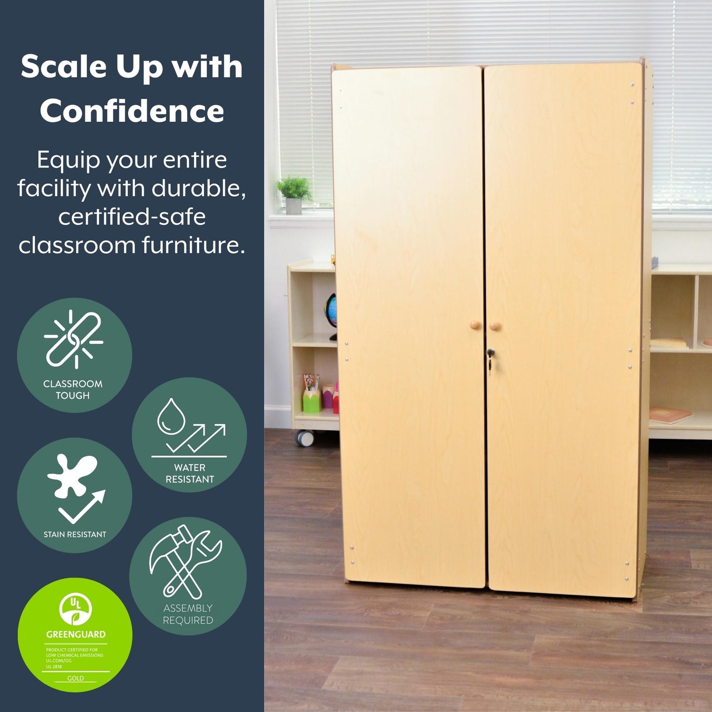Angeles Value Line Storage Cabinet, 36" L x 63" H, Nursery Furniture, Playroom Organization and Storage for Classroom, Montessori School, Natural