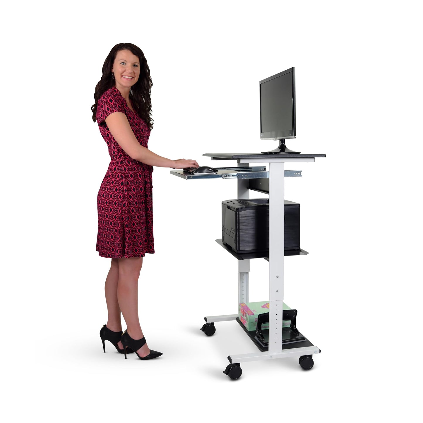 LUXOR STAND-WS30 Three-Shelf Adjustable Stand Up Workstation