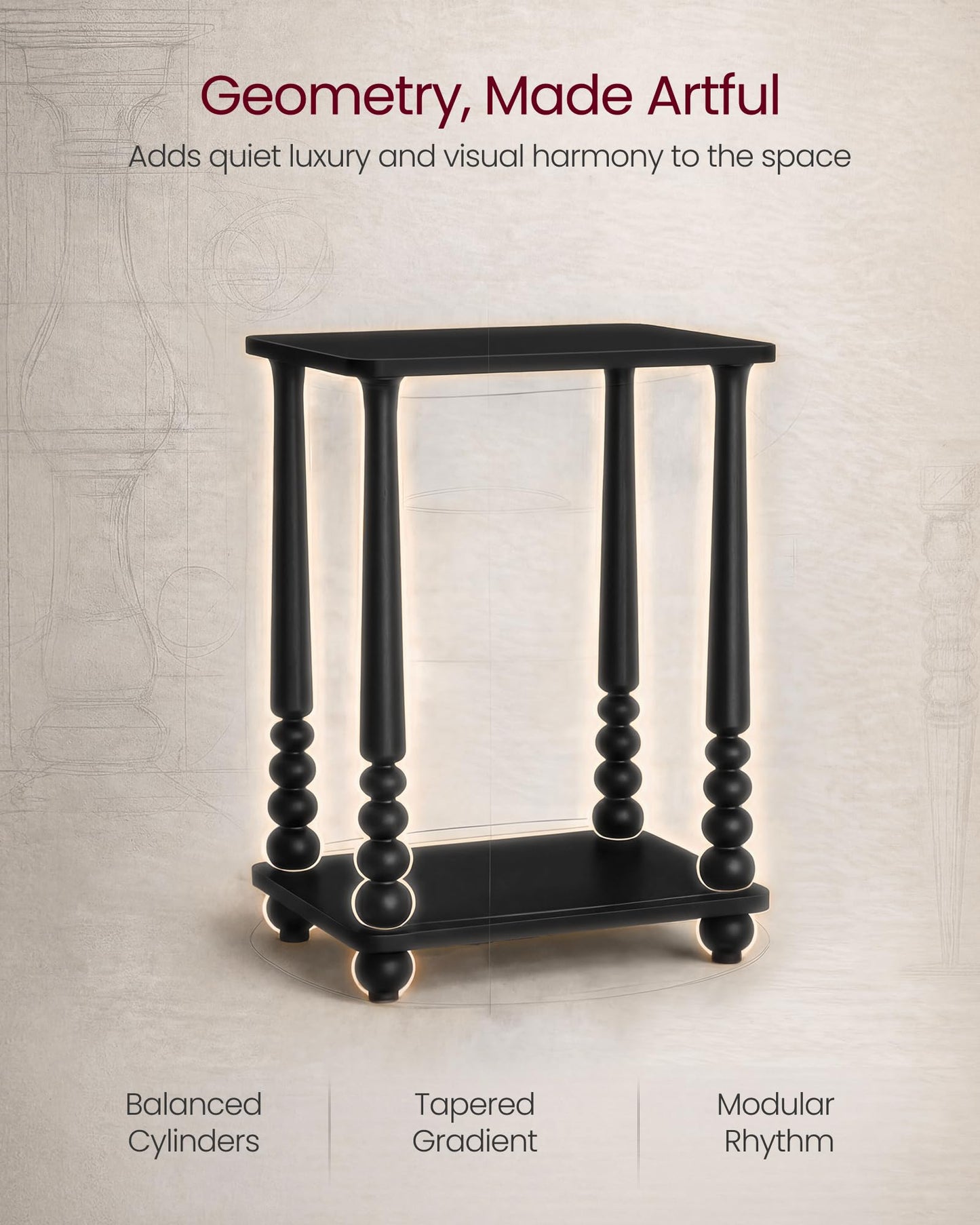 VASAGLE Mariel Collection - Side Table, Accent Nightstand for Small Spaces, Rectangular End Table with Shelf, Solid Wood Legs, Mid-Century Modern, Living Room Bedroom, Ink Black ULET294BC01S