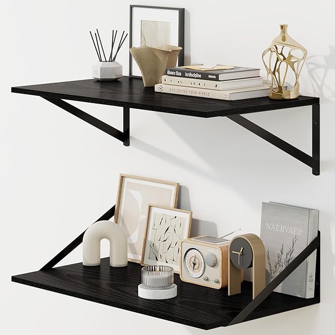 Fun Memories Floating Shelves for Wall, 12 Inch Deep Floating Shelves Set of 2