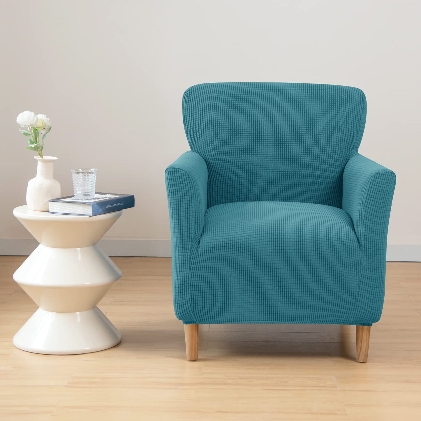 ele ELEOPTION Armchair Slipcovers Chair Covers with Arms Stretch for Living Room Office Club Chair Cover Furniture Protector Blue