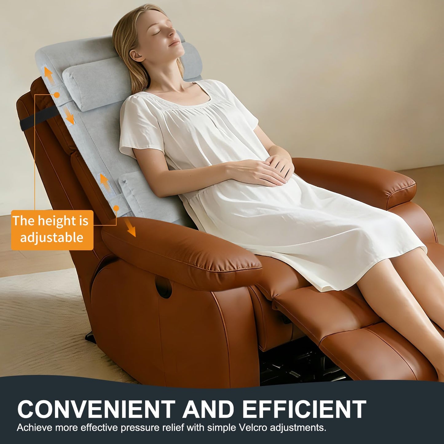 BYTLK 2-in-1 Neck & Lumbar Support Pillow with Adjustable Height and Ergonomic backrest Design, Suitable for recliners, Sofas, high-Back Rocking Chairs, Relieve Back Pressure.