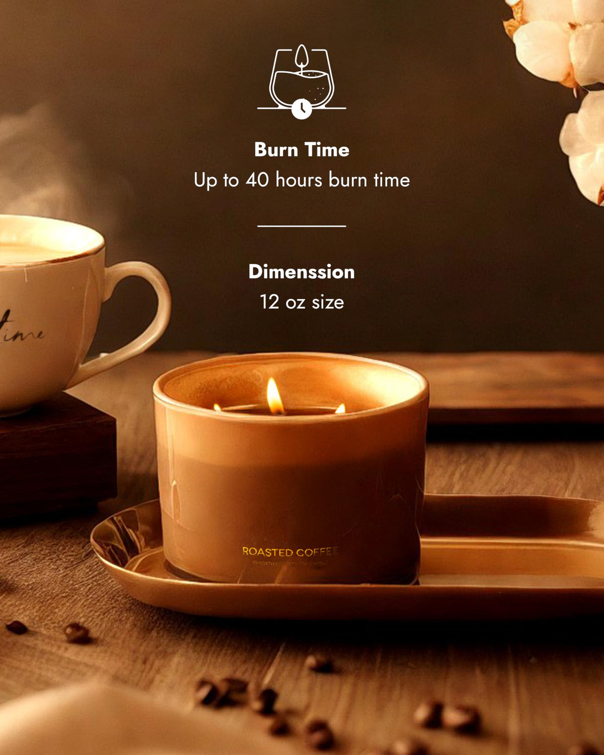 96NORTH Luxury Coffee Soy Candle | Large 3 Wick Jar Candle | Up to 40 Hours Burning Time | 100% Natural Soy Wax | Housewarming Gift for Men and Women