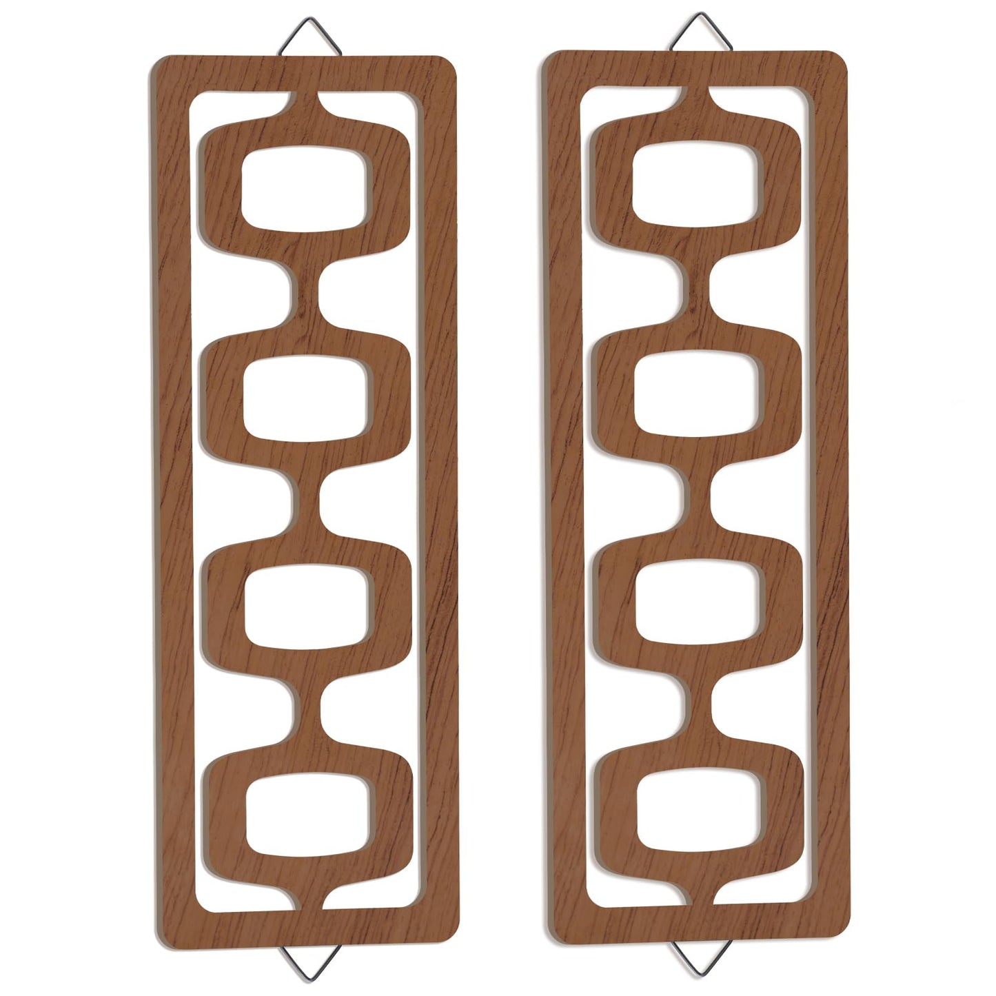 CroBlissful 2 Pcs Mid Century Modern Wall Art Wood Mid Century Elegance Decor Accents Abstract Wall Sculpture Geometric Panels for Interior Panel Art for Home Living Room(Brown)