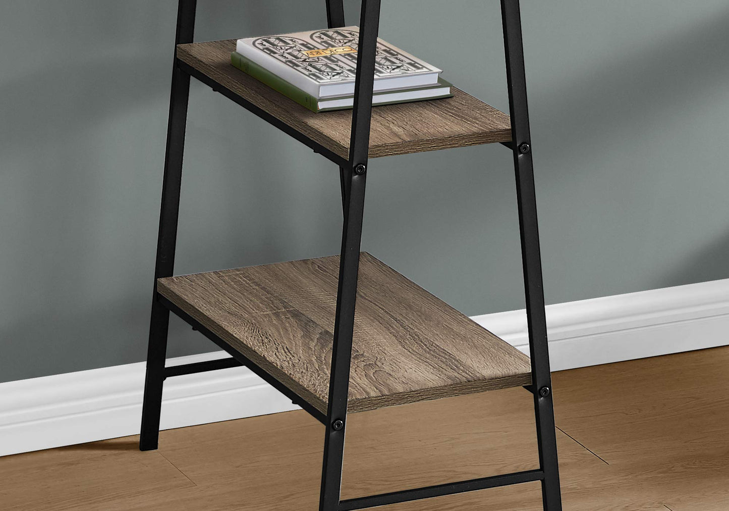 Monarch Specialties I 7523 Computer Desk, Home Office, Laptop, Storage Shelves, 48" L, Work, Metal, Laminate, Brown, Black, Contemporary, Modern