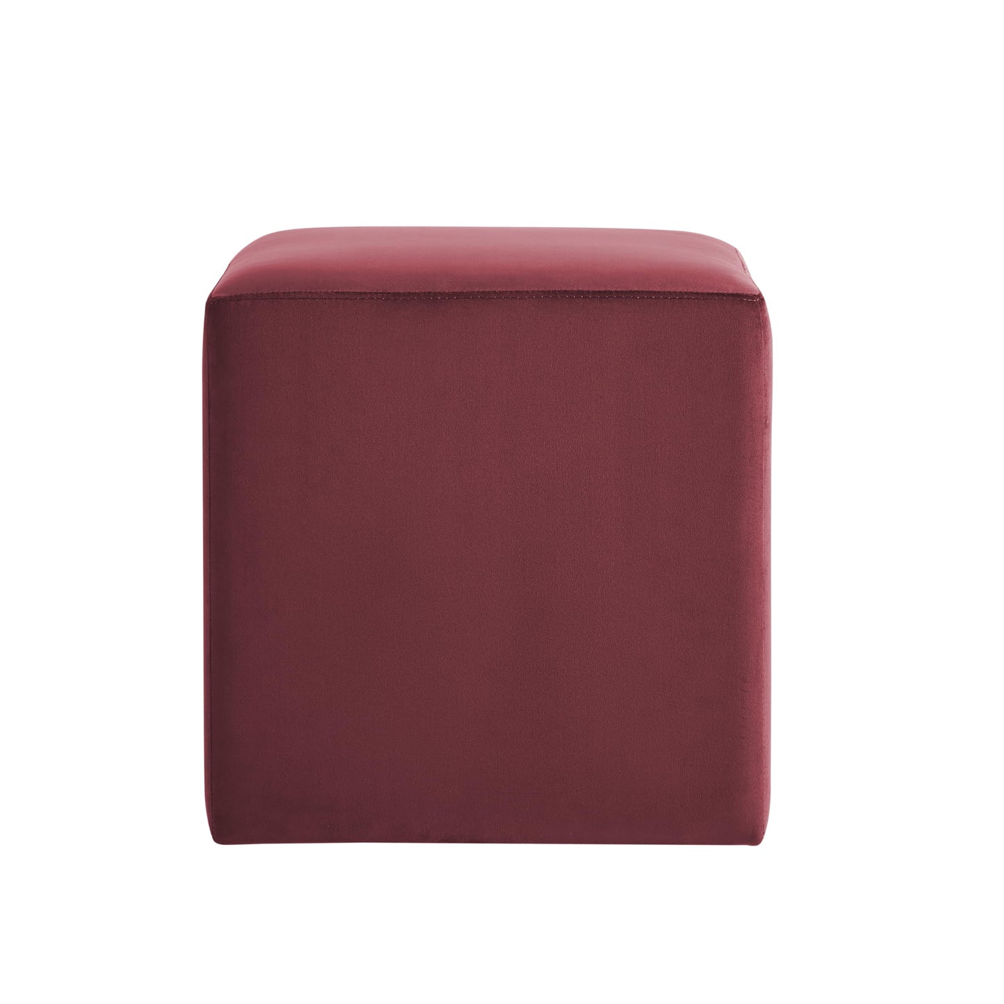 Studio Living® 18” Warren Ottoman Square Soft Velvet Bench, Stationary Ottomans, Backless Chair, Footrest for Living Room, Footstool Office, Bedroom, Padded Seat, Plum