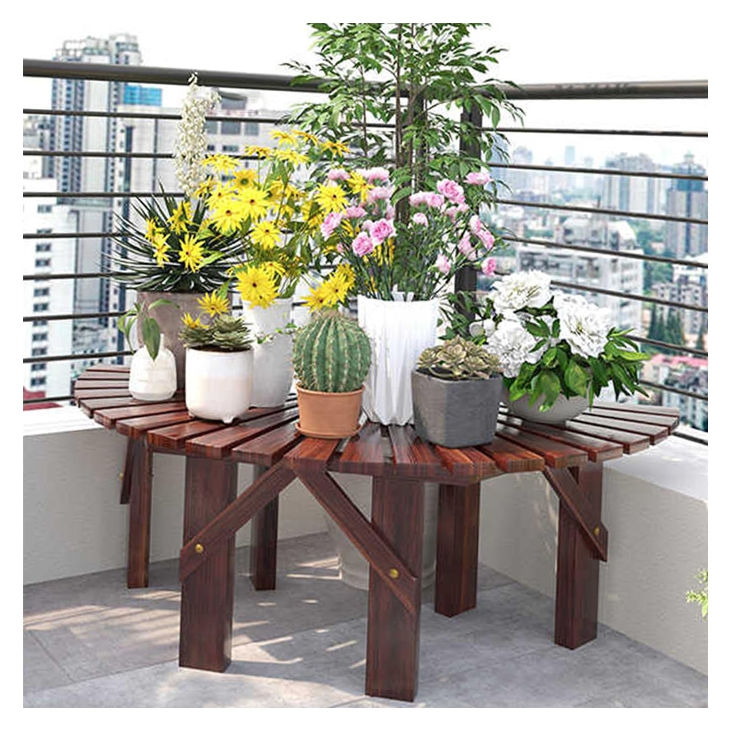 Semi-Circular Wooden Tree Bench, Fan-Shaped Garden Stool for Patio, Lawn & Poolside - Curved Seat for Outdoor Relaxation & Decor (Benches Only)