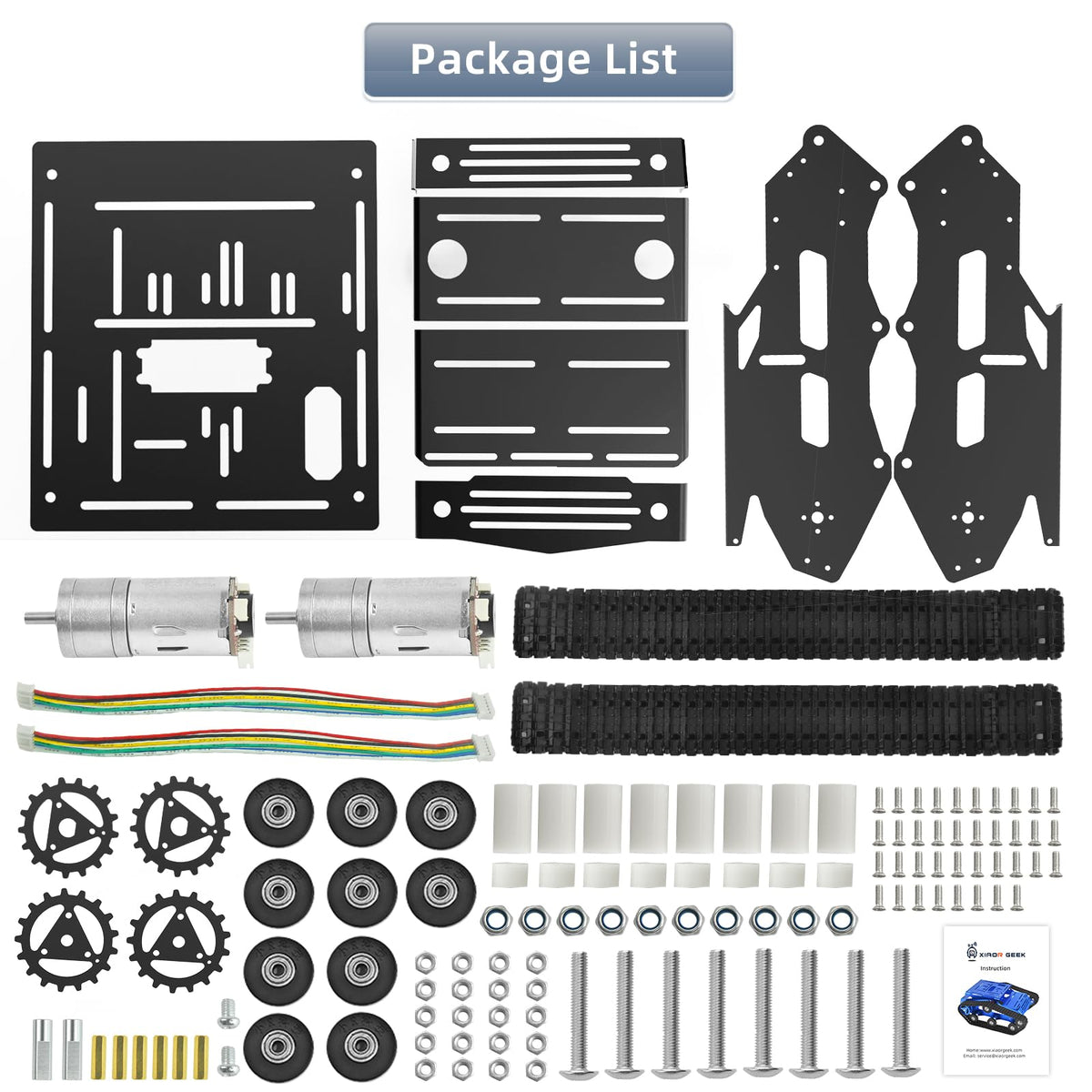 Tank Car Chassis with Motor, Shock Absorbing Robot Chassis Full-Metal Robotic Moving Platform Track Chassis for RaspberryPi Arduino DIY Maker Smart Robot Car Chassis Kit (Black, With Encoder motor)