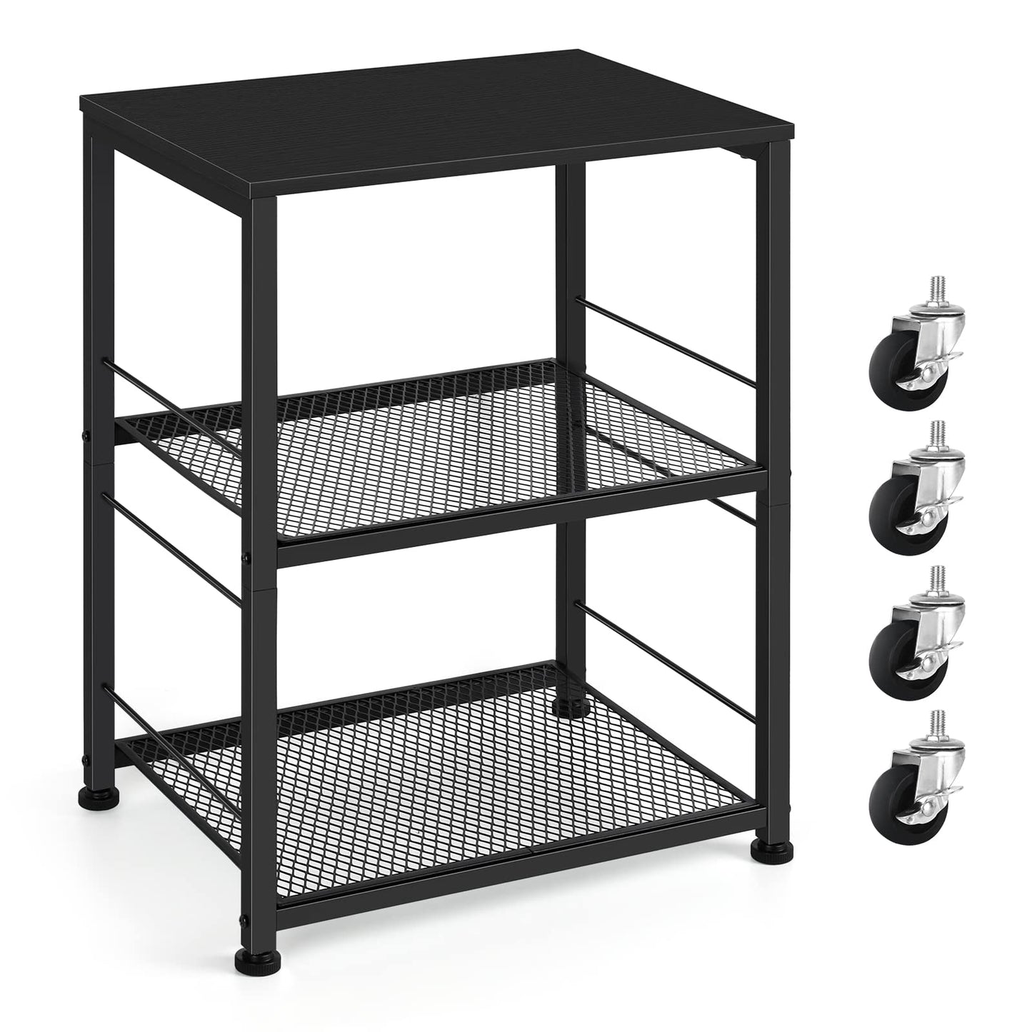 OYEAL Black Night Stand Industrial End Table with Storage Shelf Narrow Side Table for Small Spaces, Farmhouse Bedside Table for Living Room Bedroom, Stable Metal Frame (Black)