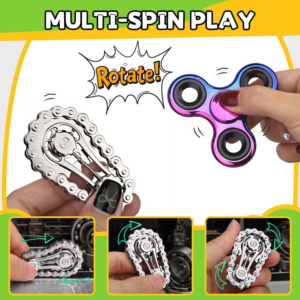 5 PCS Fidget Toys Set for Adults, Fidget Slider, Fidget Cube, Spinner Toy, Keyboard Clicker Toy, Fidget Pad, Cool Gadgets Office Desk Toy for Men Teen Gift