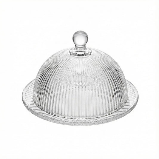 WENMAQIN Small Cake Stand Dessert Serving Tray with Lid,5.5 inch Glass Cake Dome with Base Serving Dishes and Cloche Cover,Cake Holder Server for Cheese, Candy, Christmas,Birthday,Party (01)