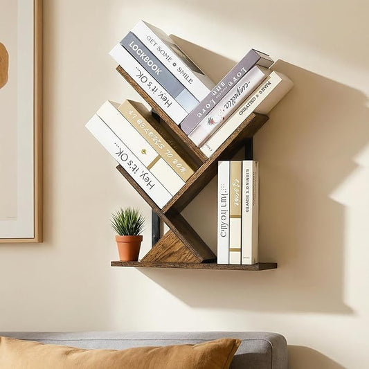 3-Tier Tree Book Shelves for Wall, Small Wall Mounted Shelves, Unique Hanging