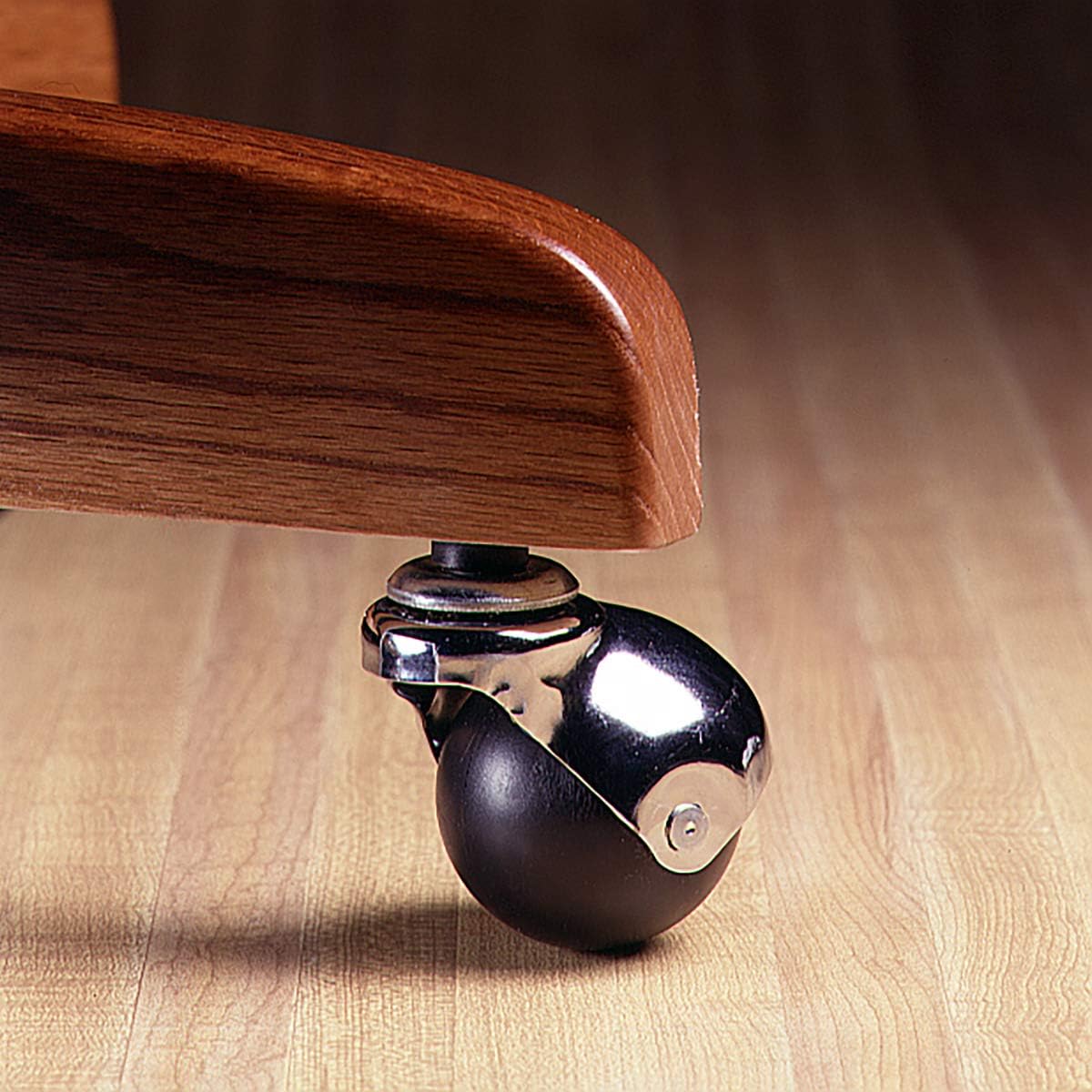 Shepherd 2" Hooded Ball Office Chair Caster, Smooth-Rolling Replacement Swivel Caster Wheel for Office Chairs, Black/Chrome