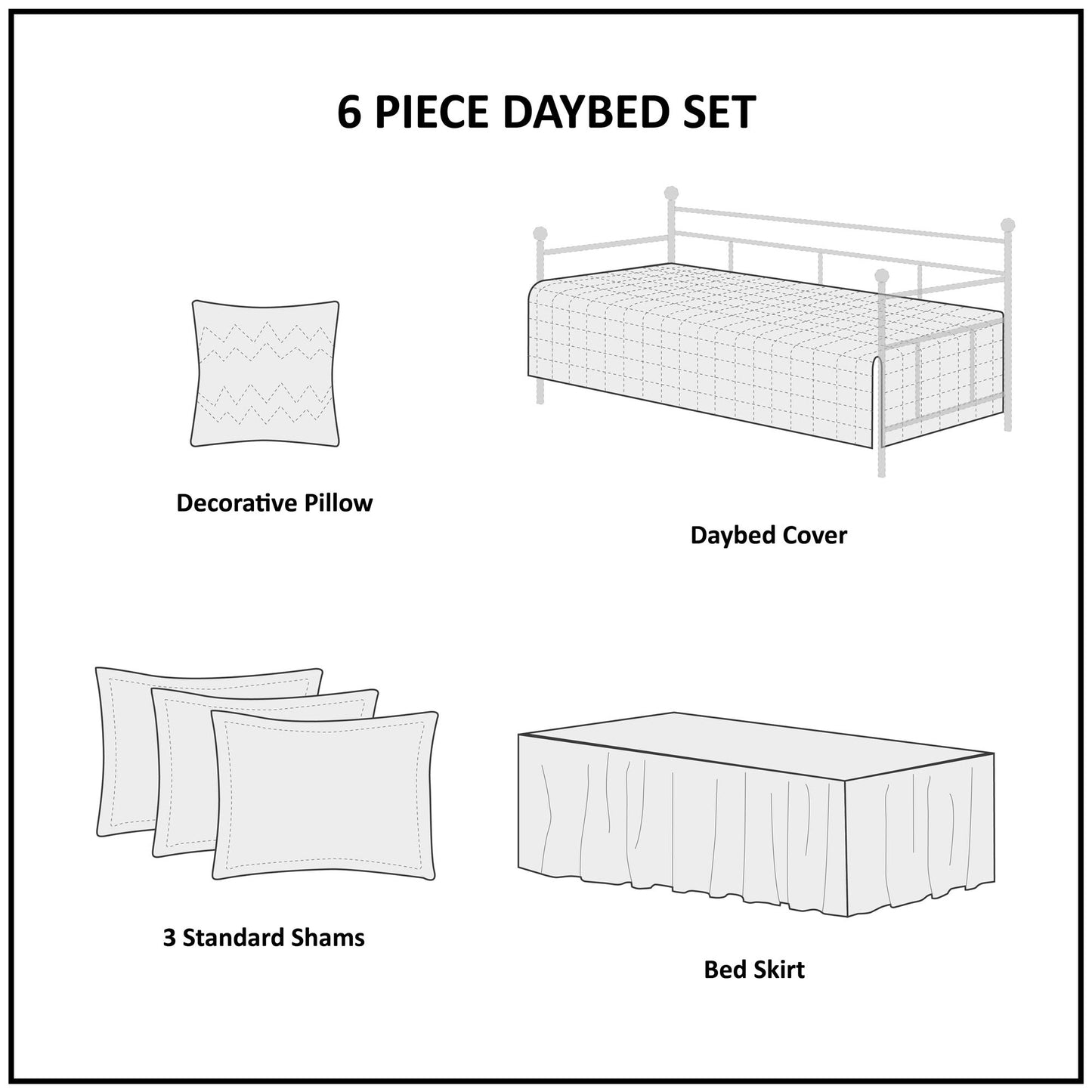 Madison Park Daybed Cover Set - Trendy Design, All Season Luxury Bedding with Bedskirt, Matching Shams, Decorative Pillow, Floral Medallion Quilted Blue 75"x39" 6 Piece