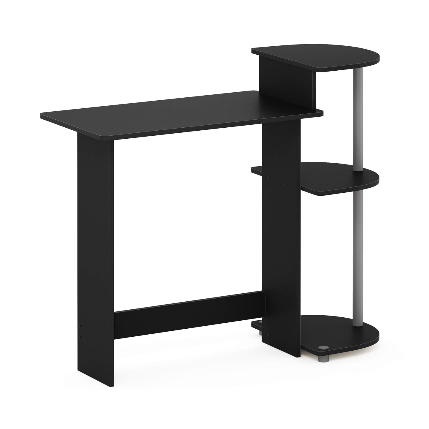 Furinno Compact 29-Inch Black Computer Desk, Gaming Desk with Shelves, Office Desk with Book Shelf, for Home Office, Study Room, Dorm, Bedroom, Black