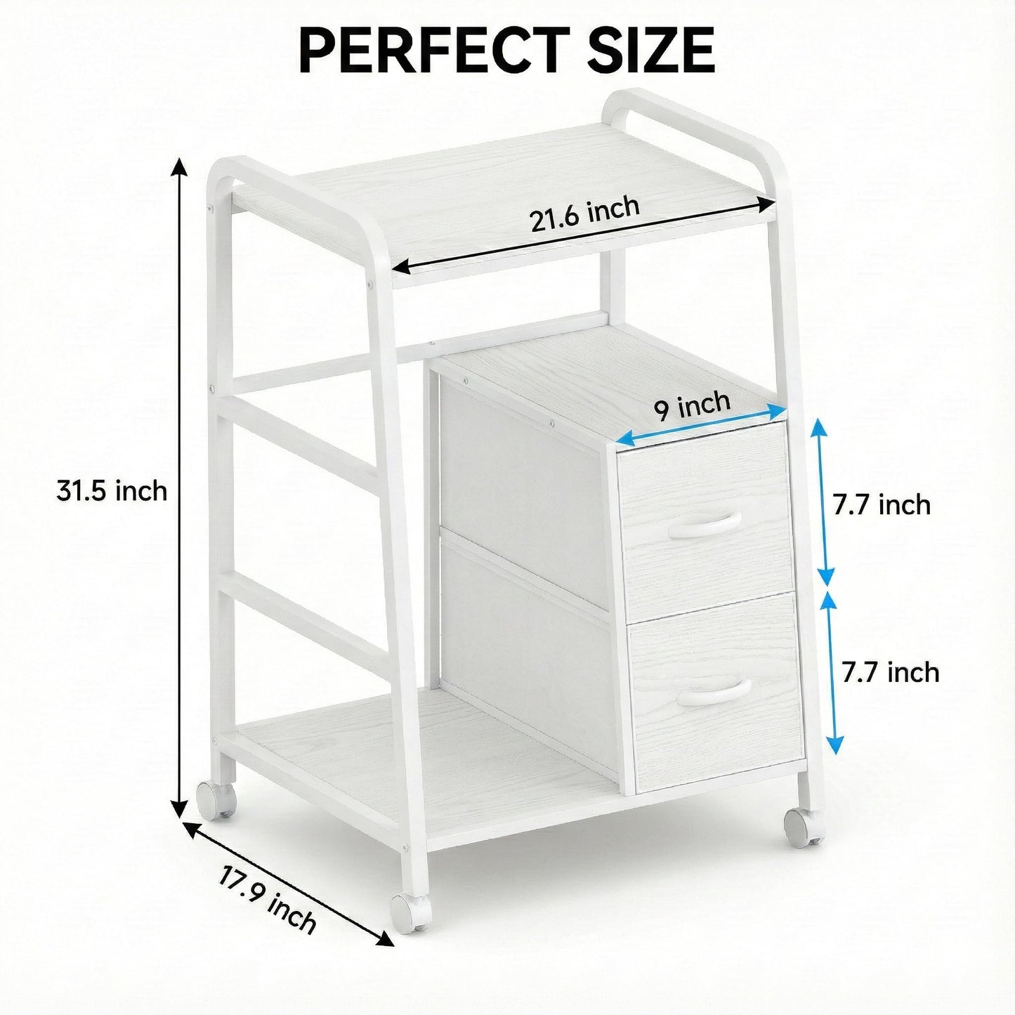 ZEXVIDA Printer Stand Featuring Fabric Drawers, Under Desk Host Computer Cabinet and Shredder Shelf, Heavy Duty Printer Stand with Storage Workstation Organization Printer Table for Home Office