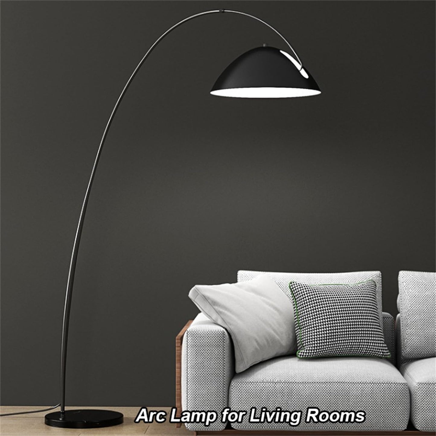 GKOKG Floorps,with Table Arc Floorp for Liviroom, Marble Base Standingp - Black with Adjustable Shade, Industrial Tallp Metal Material, Readingp for Bedroom Couch Sofa Desk