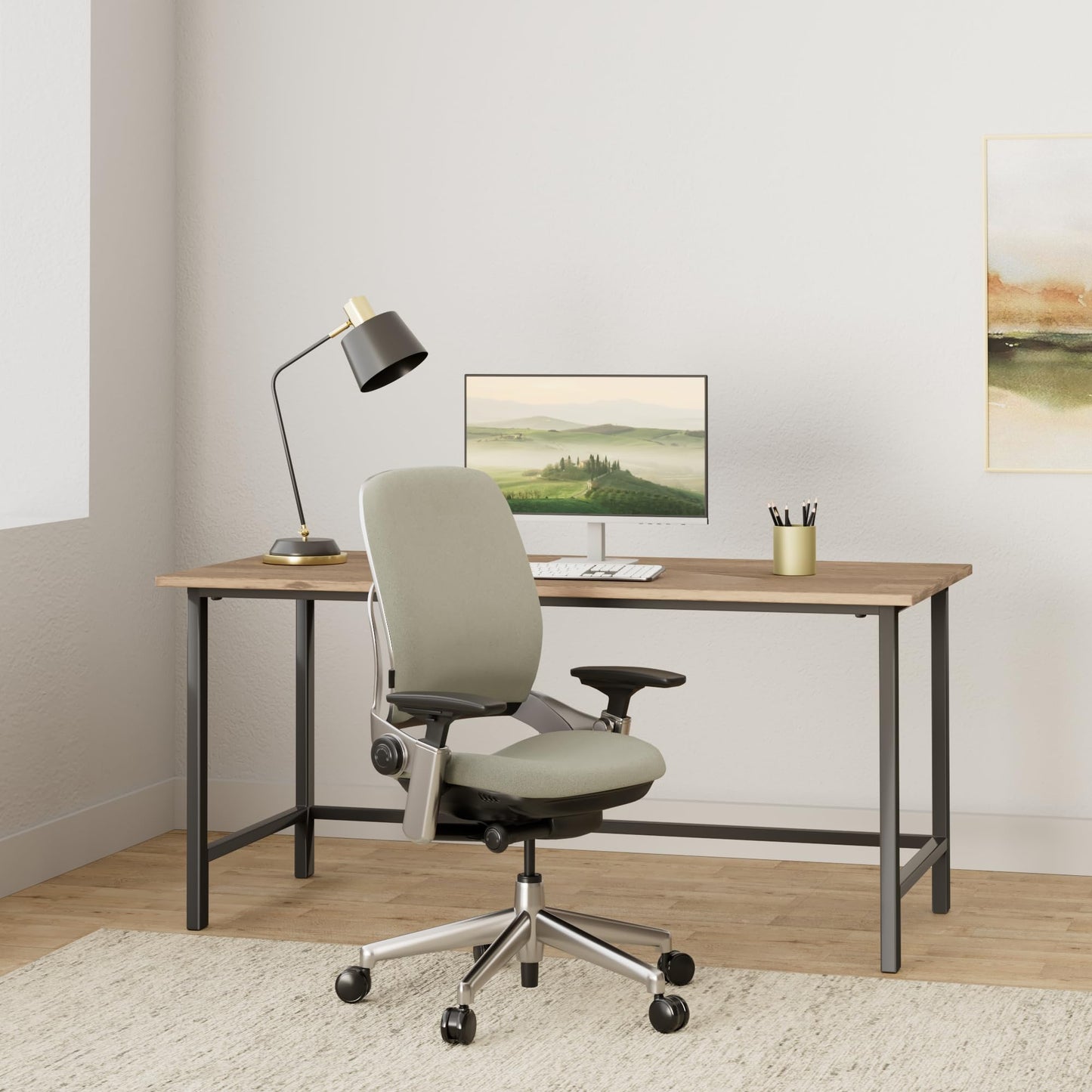 Steelcase Leap Office Chair - Ergonomic Work Chair with Wheels for Carpet Flooring - Supports Unique Body Shape - with Natural Glide System & Liveback Technology - Blue Nickel