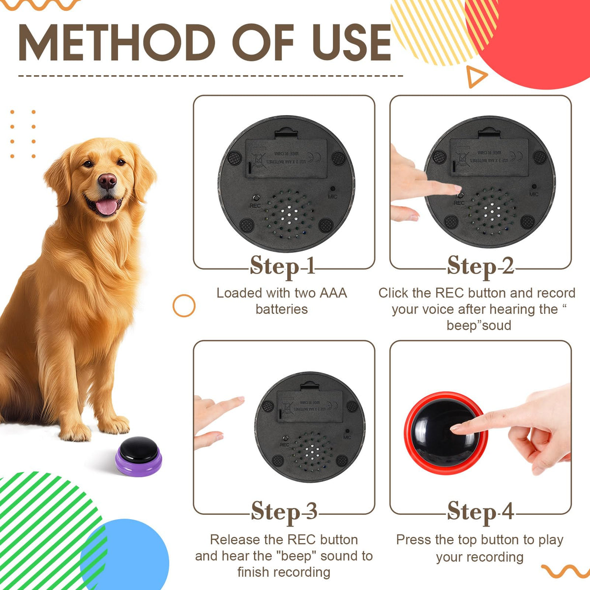 Jerify 16 Pcs Voice Recordable Dog Buttons for Communication Pet Cat Talking Buttons with Stickers 30 Seconds Interactive Speech Training Buzzers for Cat Pet Dog