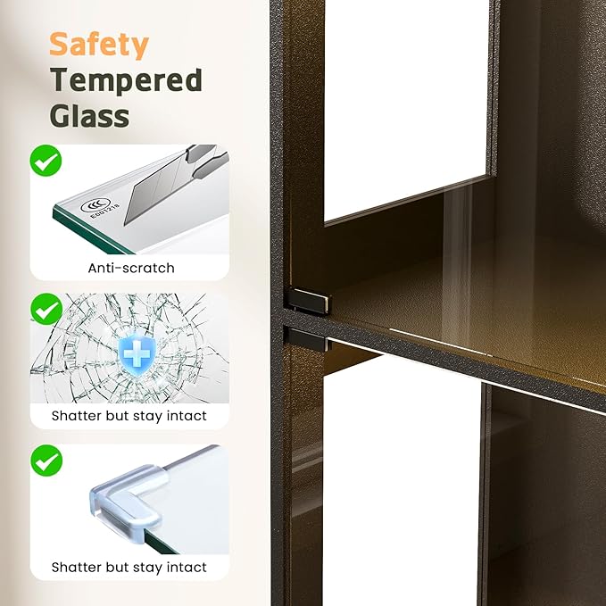 Lamtor 69-Inch Glass Display Cabinet