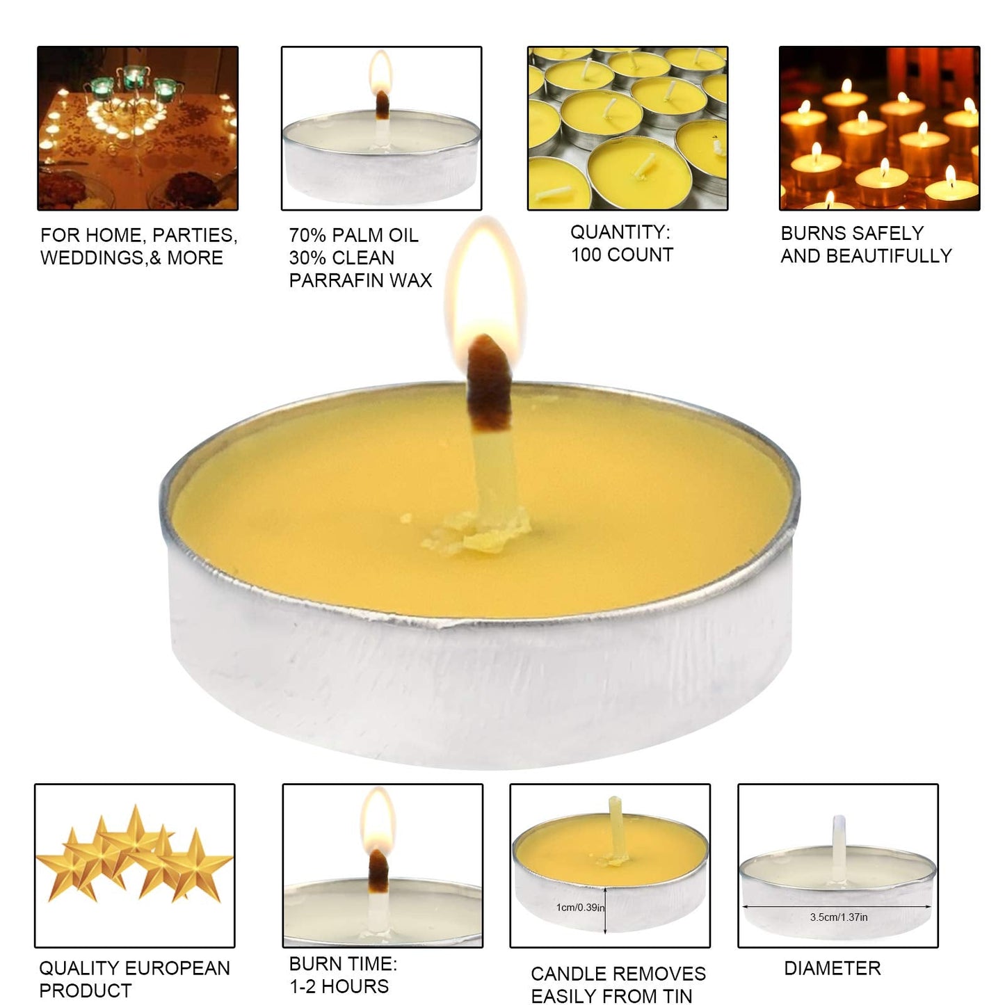 OUO Tea Lights - 50 Pack Smokeless, Dripless & Long Lasting Mini Tealight Candles for Mood, Dinners, Parties, Home Decoration, Wedding, Crafts (Blue)