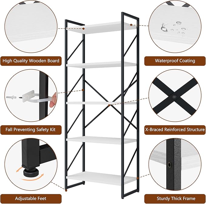 Shintenchi 2-Tier Bookshelf: Tall Industrial Bookcase