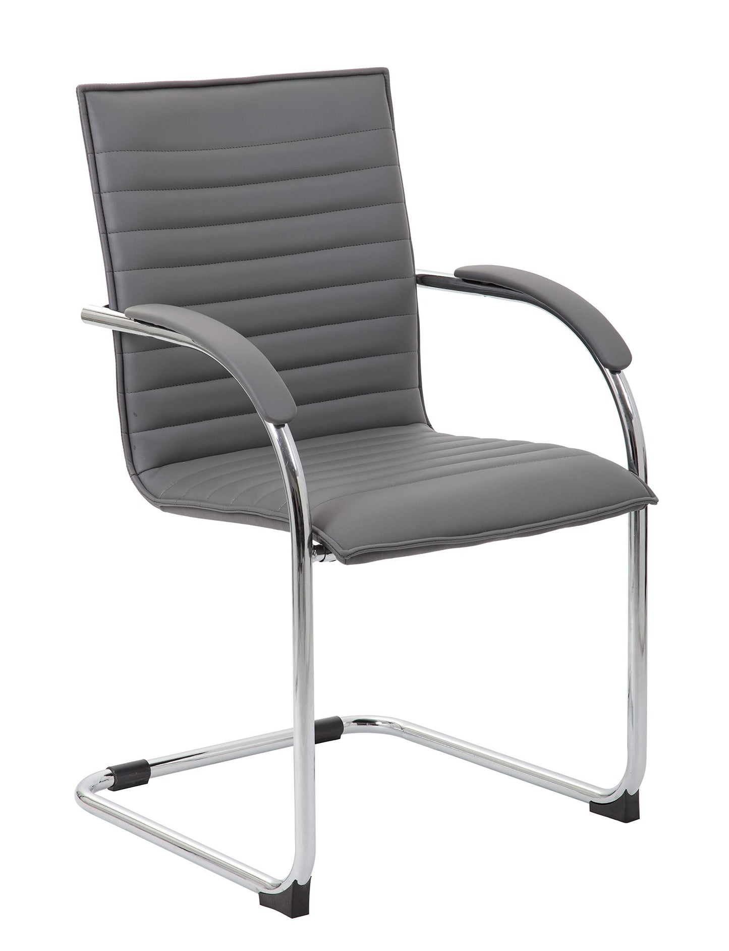 Boss Office Products Boss Chrome Frame Caressoftplus Vinyl Side Chair, (Set of 2), Gray