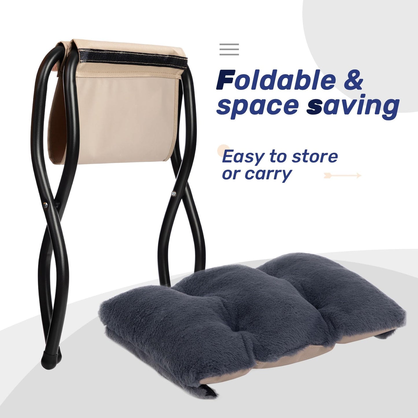 HollyHOME Lazy Chair with Foldable Ottoman, Accent Comfy Lounge Armchair and Folding Footrest Stool, Leisure Sofa Reading Chair and Footstool for Living Room, Bedroom, Dorm,Faux Fur Navy Blue